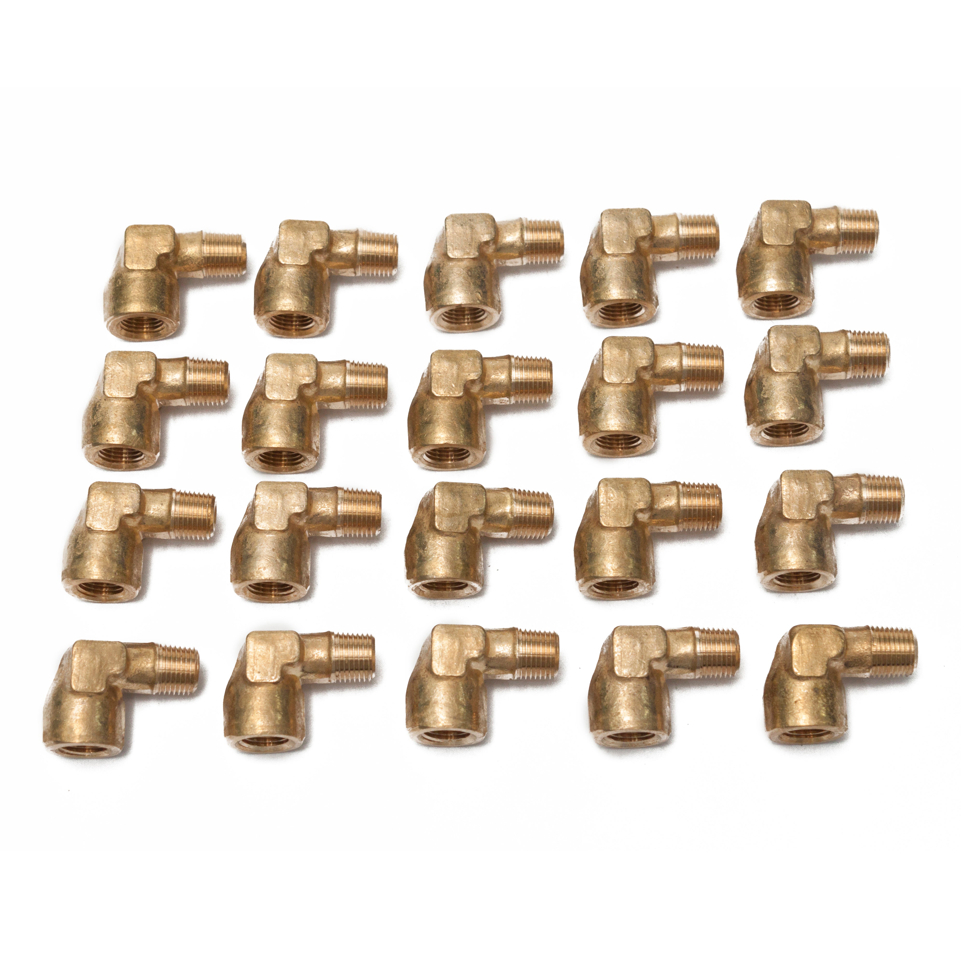 LTWFITTING Brass Pipe 90 Deg 1/8-Inch Male BSPT x 1/8-Inch Female Street Elbow Forged Fitting Fuel Air Boat (Pack of 25)