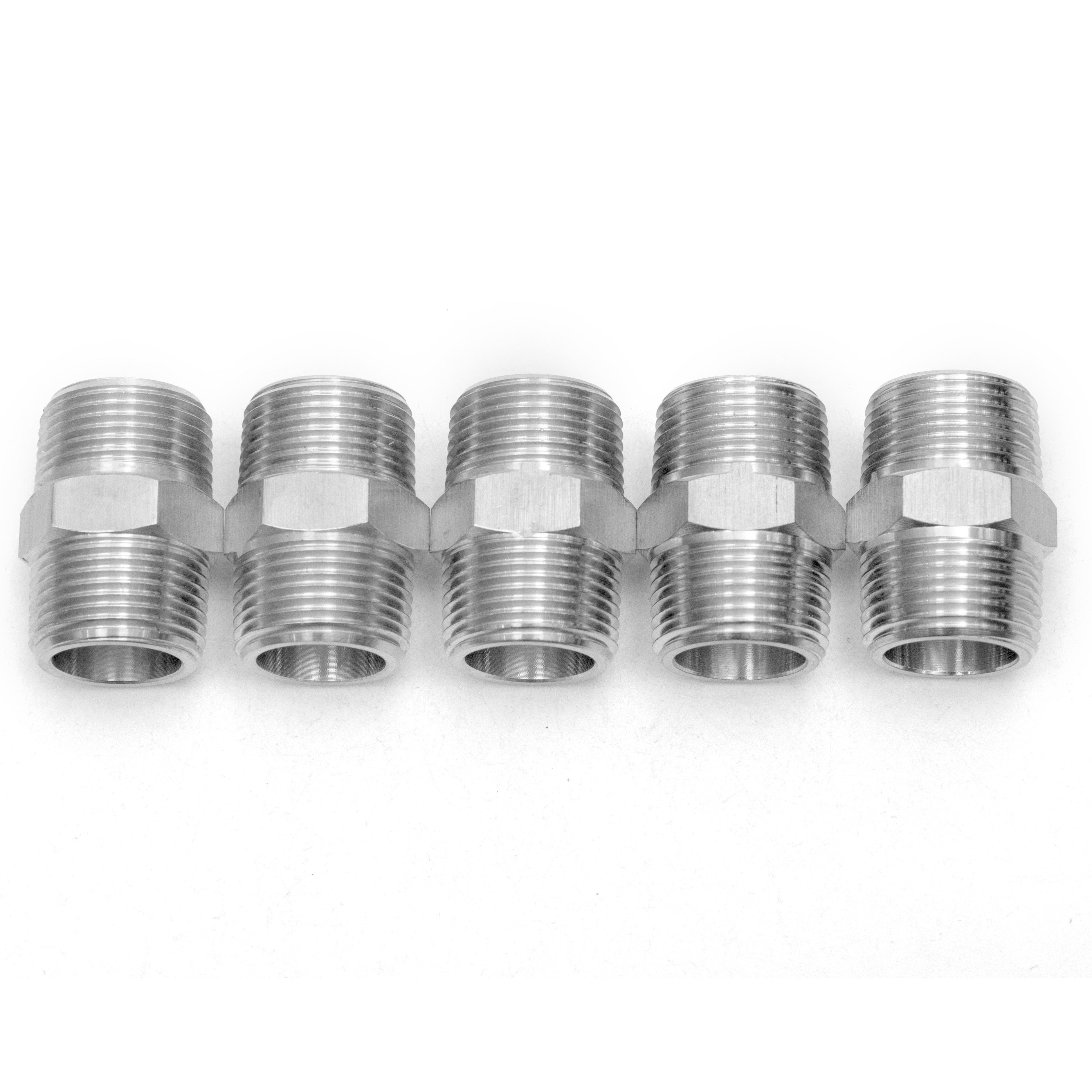 LTWFITTING Stainless Steel 316 Pipe Hex Nipple Fitting 3/4-Inch Male BSPT Air Fuel (Pack of 5)