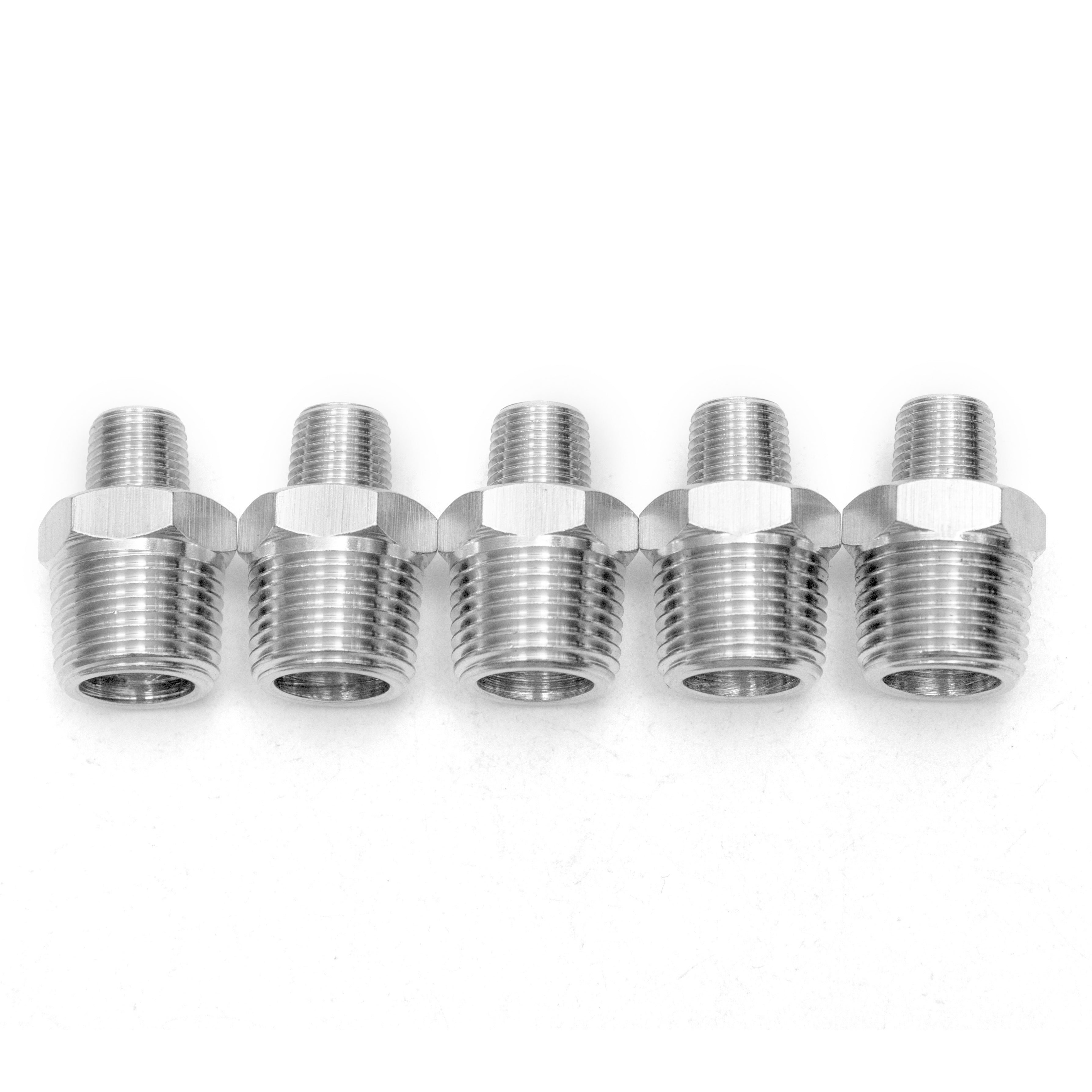 LTWFITTING Stainless Steel 316 Pipe Hex Reducing Nipple Fitting 3/8-Inch x 1/8-Inch Male BSPT (Pack of 5)