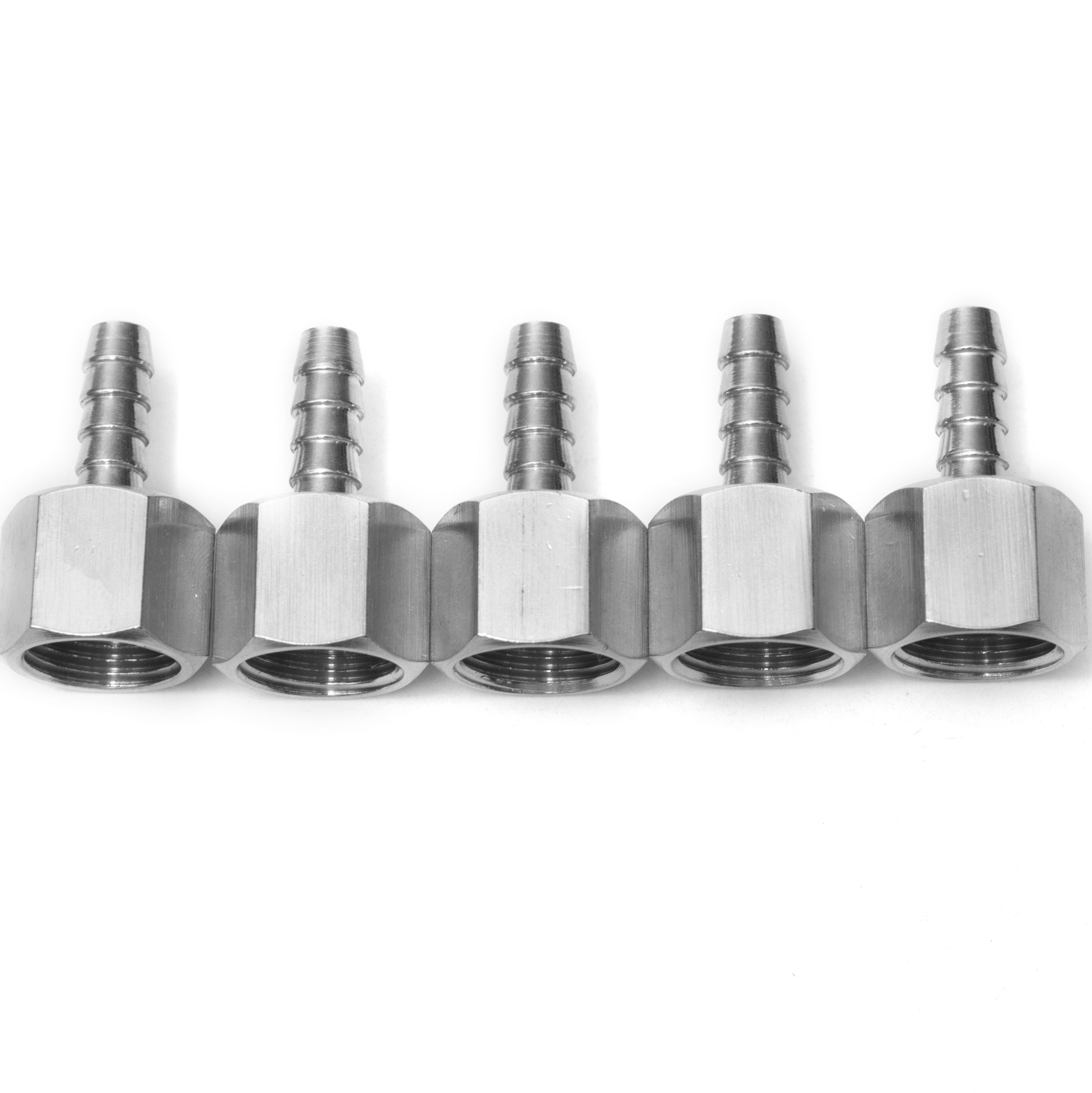 LTWFITTING Stainless Steel 316 BSP Fitting Coupler/Adapter 3/8-Inch Female BSPP x 1/4-Inch(6mm) Hose Barb Fuel Gas (Pack of 5)