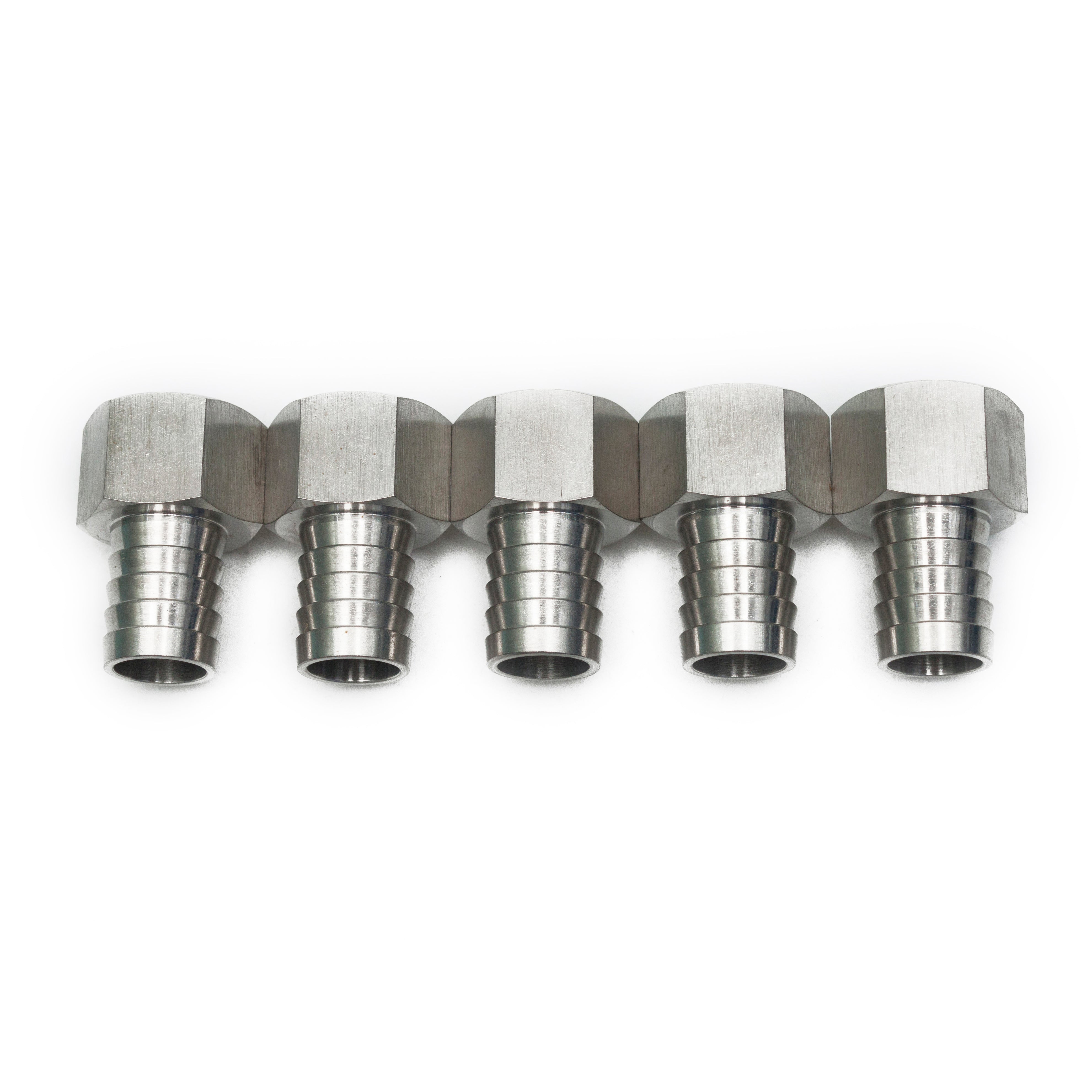 LTWFITTING Stainless Steel 316 BSP Fitting Coupler/Adapter 3/4-Inch Female BSPP x 3/4-Inch(19mm) Hose Barb Fuel Gas (Pack of 5)