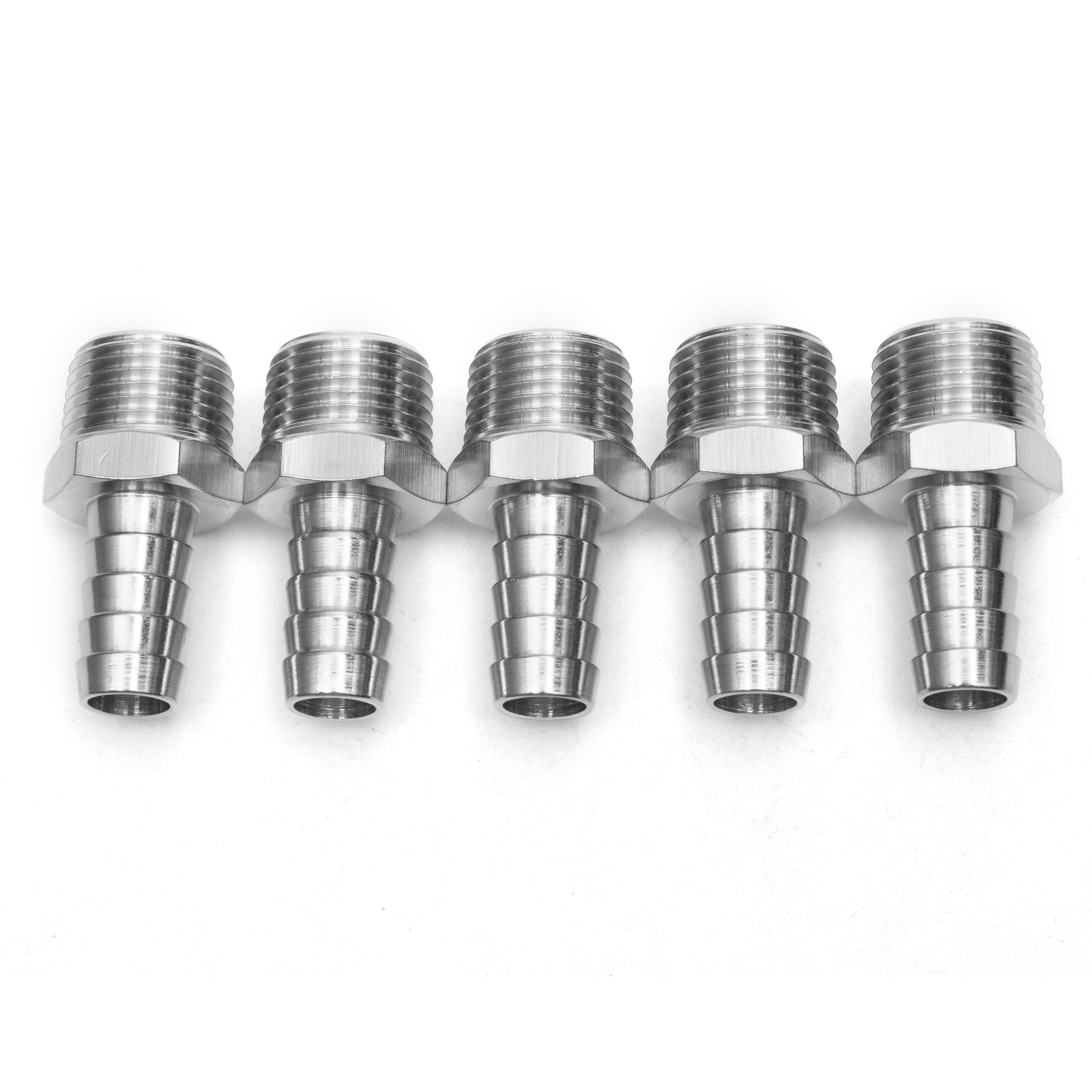 LTWFITTING Stainless Steel 316 Barbed Fitting Connector 1/2-Inch Male BSPT x 1/2-Inch(12mm) Hose Barb Fuel Gas Air (Pack of 5)