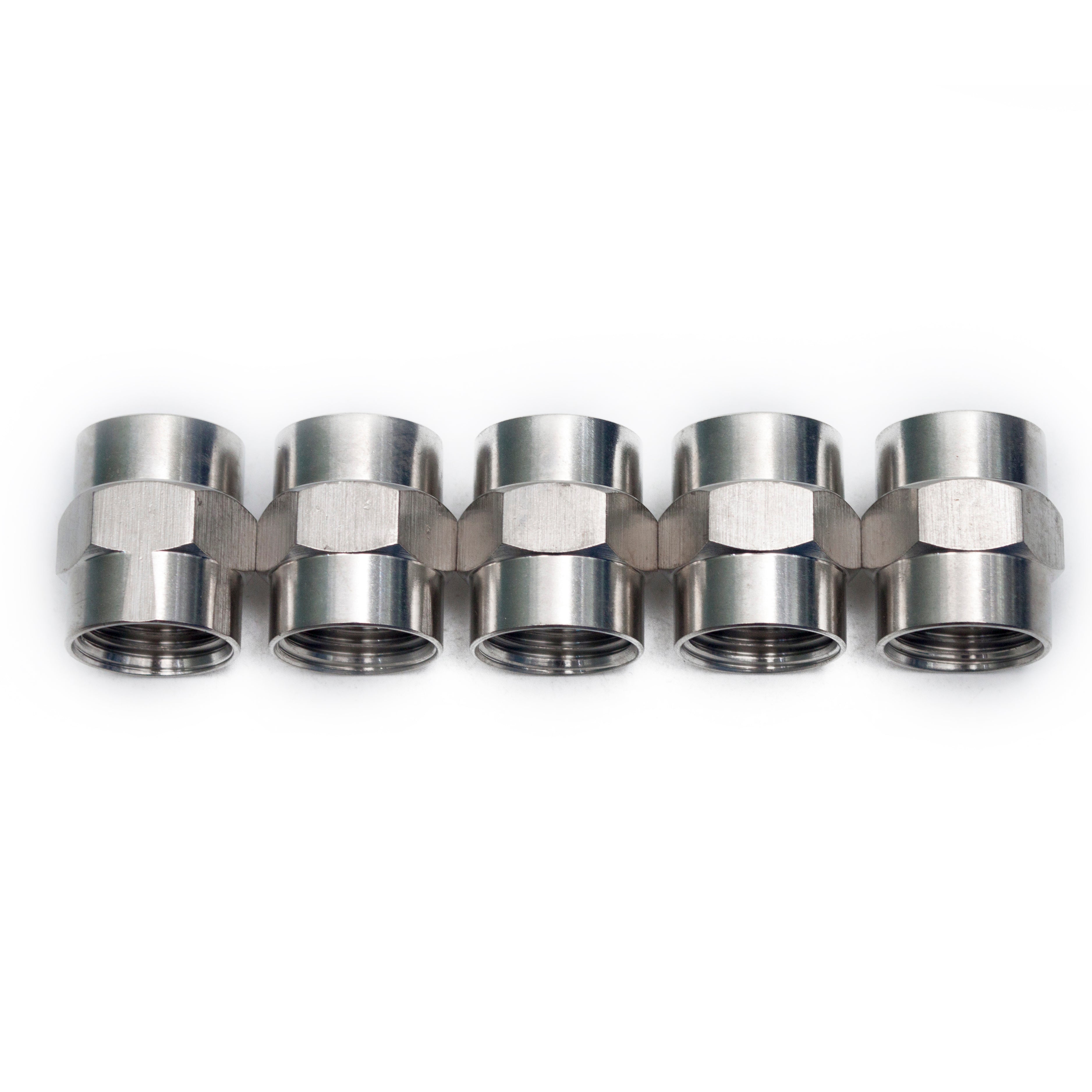 LTWFITTING Bar Production Stainless Steel 316 Pipe Fitting 1/2-Inch Female BSPP Coupling Boat Air Fuel(Pack of 5)