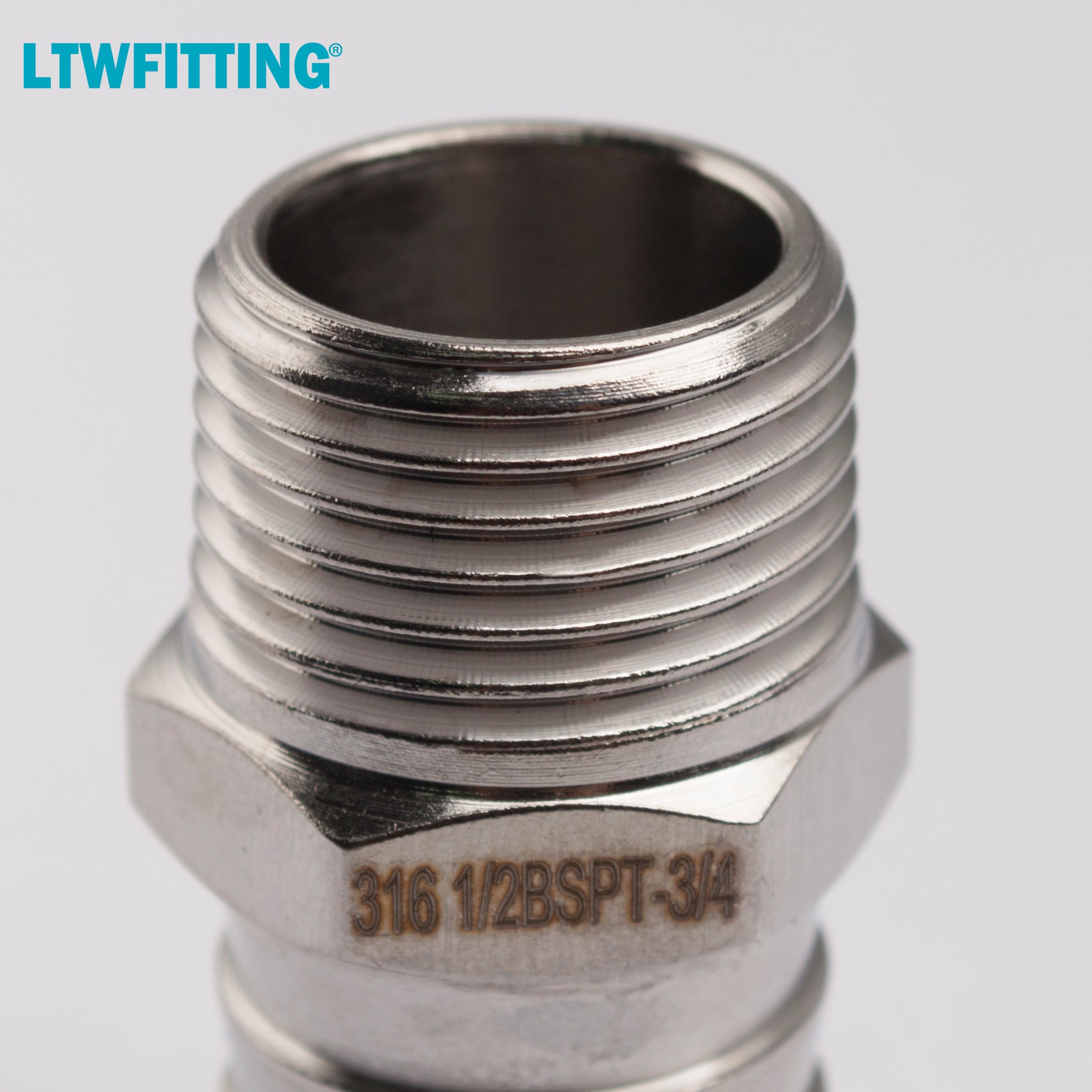 LTWFITTING Stainless Steel 316 Barbed Fitting Connector 1/2-Inch Male BSPT x 3/4-Inch(19mm) Hose Barb Fuel Gas Water (Pack of 25)